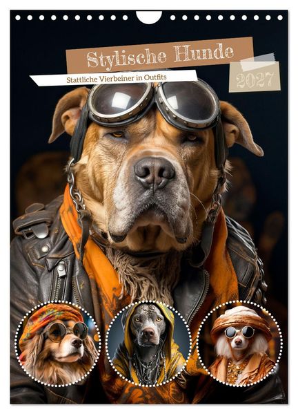 Stylische Hunde (Wandkalender 2027 DIN A4 hoch) CALVENDO Monatskalender