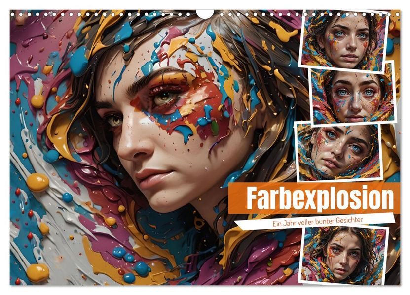 Farbexplosion - Ein Jahr voller bunter Gesichter (Wandkalender 2027 DIN A3 quer) CALVENDO Monatskalender