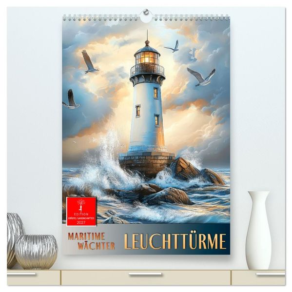 Maritime Wächter - Leuchttürme (hochwertiger Premium Wandkalender 2027 DIN A2 hoch) Kunstdruck in Hochglanz