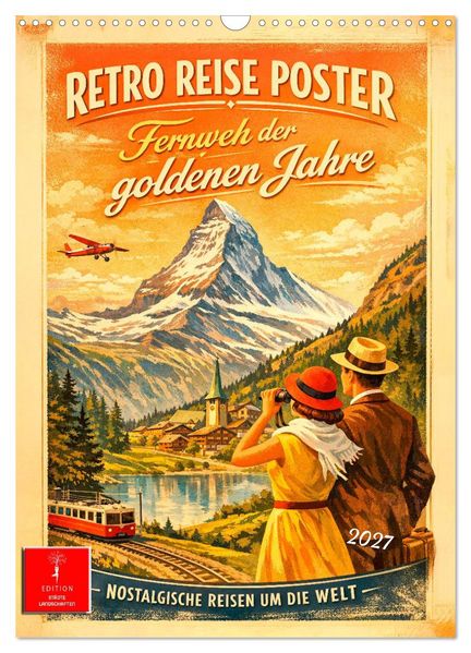 Retro Reise Poster - Fernweh der goldenen Jahre (Wandkalender 2027 DIN A3 hoch) CALVENDO Monatskalender