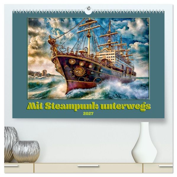 Mit Steampunk unterwegs (hochwertiger Premium Wandkalender 2027 DIN A2 quer) Kunstdruck in Hochglanz