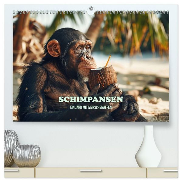 Schimpansen - Ein Jahr mit Menschenaffen. (hochwertiger Premium Wandkalender 2027 DIN A2 quer) Kunstdruck in Hochglanz