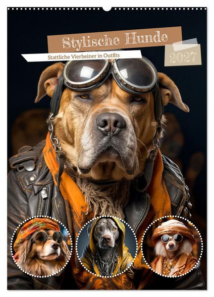Stylische Hunde (Wandkalender 2027 DIN A2 hoch) CALVENDO Monatskalender