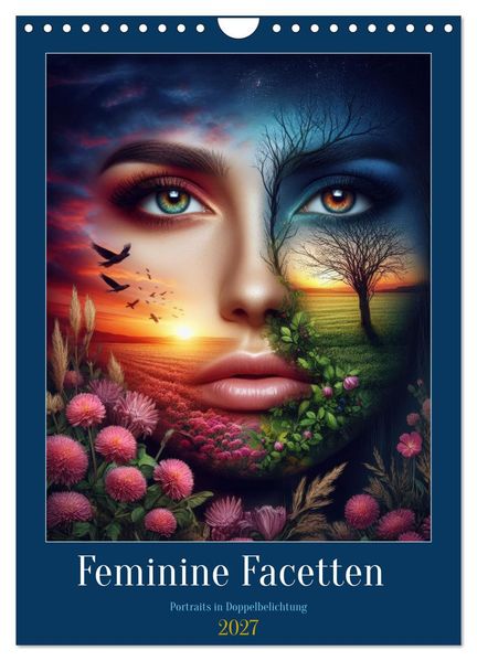 Feminine Facetten - Portraits in Doppelbelichtung (Wandkalender 2027 DIN A4 hoch) CALVENDO Monatskalender