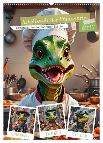 Arbeitswelt der Dinosaurier (Wandkalender 2027 DIN A2 hoch) CALVENDO Monatskalender