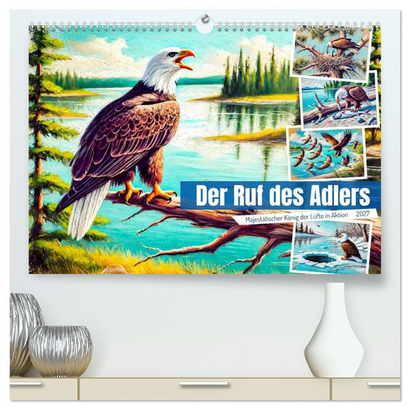 Der Ruf des Adlers - Majestätischer König der Lüfte in Aktion (hochwertiger Premium Wandkalender 2027 DIN A2 quer) Kunstdruck in Hochglanz