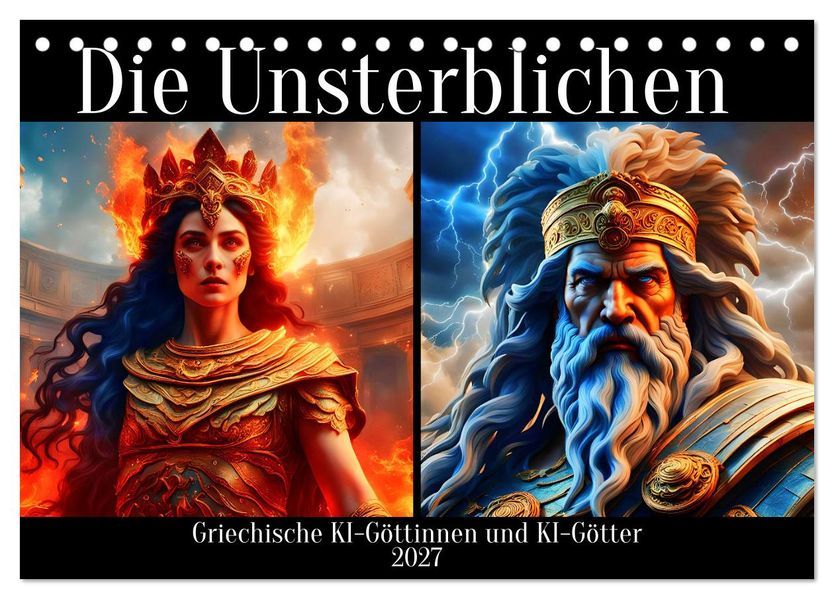 Die Unsterblichen - Griechische KI-Göttinnen und KI-Götter (Tischkalender 2027 DIN A5 quer) CALVENDO Monatskalender