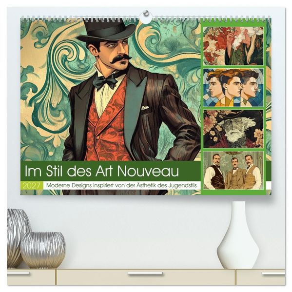 Im Stil des Art Nouveau (hochwertiger Premium Wandkalender 2027 DIN A2 quer) Kunstdruck in Hochglanz