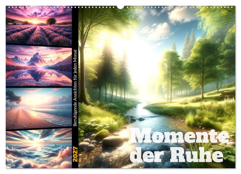 Momente der Ruhe - Beruhigende Ansichten für jeden Monat (Wandkalender 2027 DIN A2 quer) CALVENDO Monatskalender