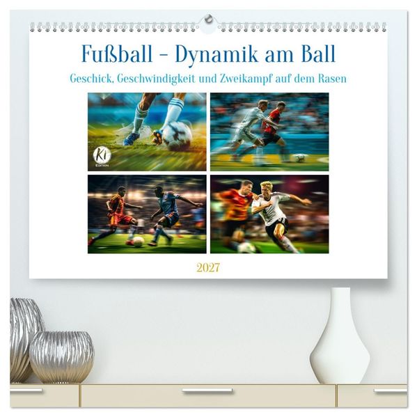 Fußball - Dynamik am Ball (hochwertiger Premium Wandkalender 2027 DIN A2 quer) Kunstdruck in Hochglanz