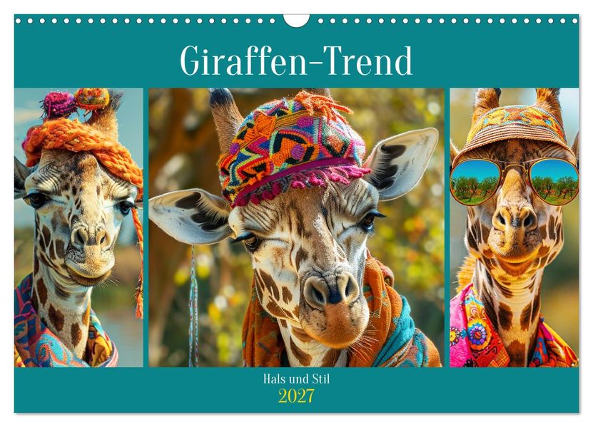 Giraffen-Trend. Hals und Stil (Wandkalender 2027 DIN A3 quer) CALVENDO Monatskalender