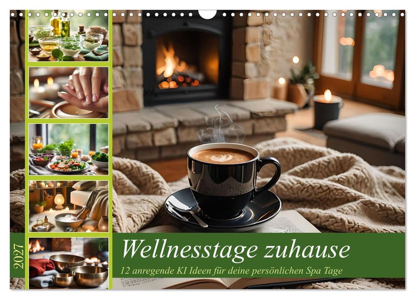 Wellnesstage zuhause - 12 anregende KI Ideen für deine persönlichen Spa Tage (Wandkalender 2027 DIN A3 quer) CALVENDO Monatskalender