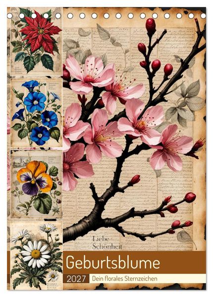 Geburtsblume dein florales Sternzeichen (Tischkalender 2027 DIN A5 hoch) CALVENDO Monatskalender