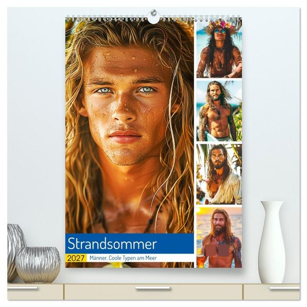 Strandsommer. Männer. Coole Typen am Meer (hochwertiger Premium Wandkalender 2027 DIN A2 hoch) Kunstdruck in Hochglanz