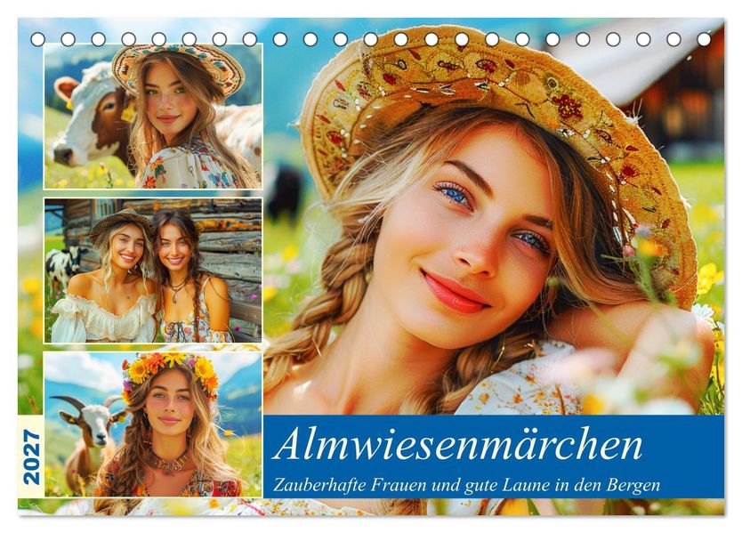 Almwiesenmärchen. Zauberhafte Frauen und gute Laune in den Bergen (Tischkalender 2027 DIN A5 quer) CALVENDO Monatskalender