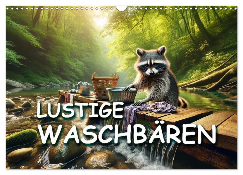 Lustige Waschbären (Wandkalender 2027 DIN A3 quer) CALVENDO Monatskalender
