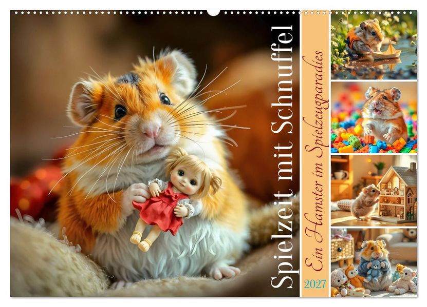Spielzeit mit Schnuffel - Ein Hamster im Spielzeugparadies (Wandkalender 2027 DIN A2 quer) CALVENDO Monatskalender