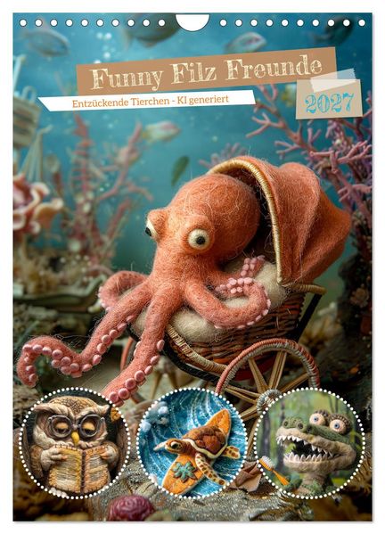 Funny Filz Freunde (Wandkalender 2027 DIN A4 hoch) CALVENDO Monatskalender