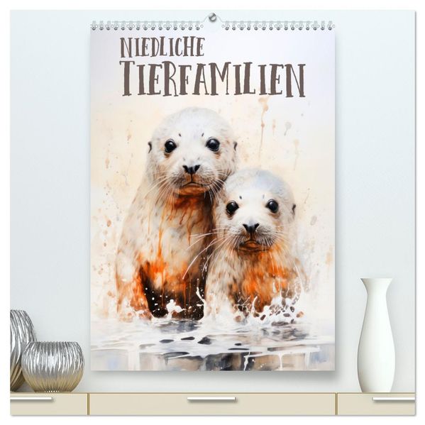 Niedliche Tierfamilien (hochwertiger Premium Wandkalender 2027 DIN A2 hoch) Kunstdruck in Hochglanz