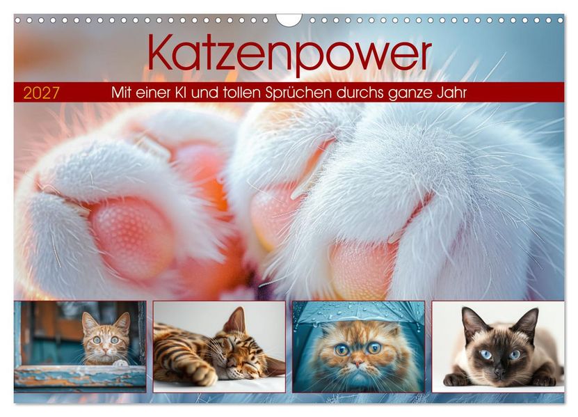 Katzenpower (Wandkalender 2027 DIN A3 quer) CALVENDO Monatskalender