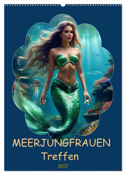 MEERJUNGFRAUEN Treffen (Wandkalender 2027 DIN A2 hoch) CALVENDO Monatskalender