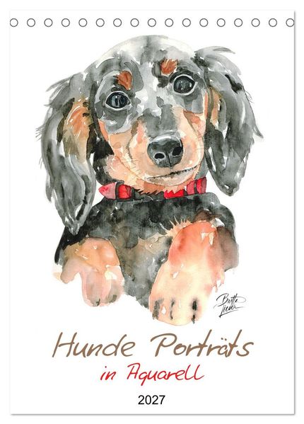 Hunde Porträts in Aquarell (Tischkalender 2027 DIN A5 hoch) CALVENDO Monatskalender