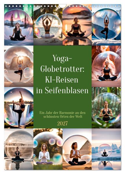 Yoga-Globetrotter: KI-Reisen in Seifenblasen. Ein Jahr der Harmonie an den schönsten Orten der Welt (Wandkalender 2027 DIN A3 hoch) CALVENDO Monatskalender