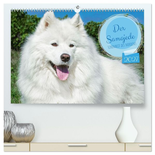 Der Samojede - Schönheit des Nordens (hochwertiger Premium Wandkalender 2027 DIN A2 quer) Kunstdruck in Hochglanz
