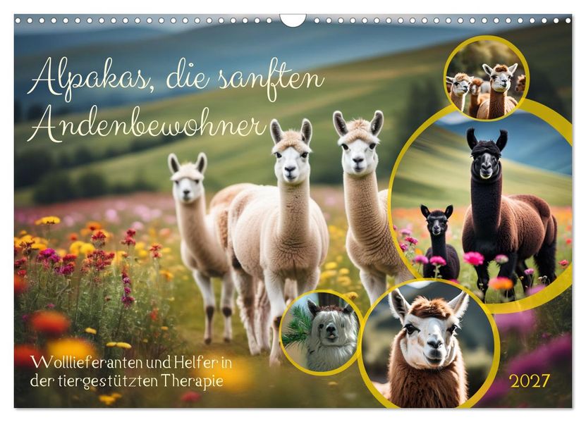 Alpakas die sanften Andenbewohner (Wandkalender 2027 DIN A3 quer) CALVENDO Monatskalender