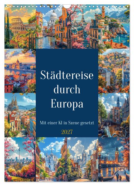 Städtereise durch Europa (Wandkalender 2027 DIN A3 hoch) CALVENDO Monatskalender
