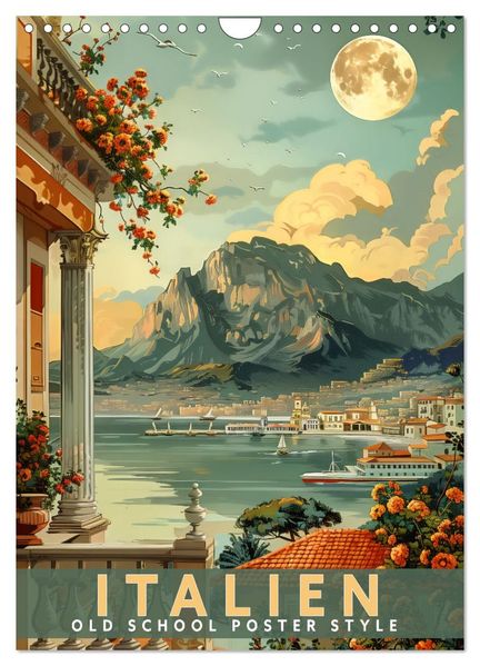 Italien - Old School Poster Style (Wandkalender 2027 DIN A4 hoch) CALVENDO Monatskalender
