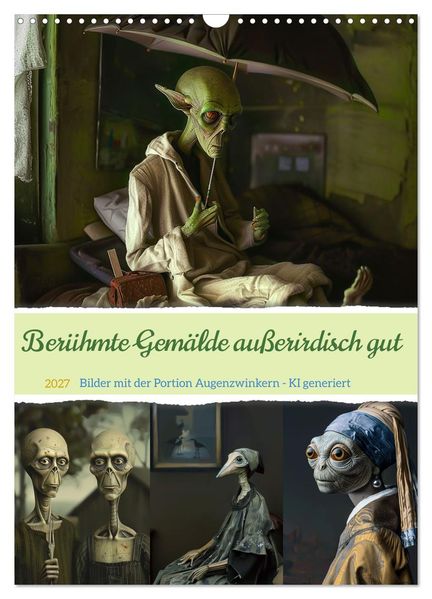Berühmte Gemälde außerirdisch gut (Wandkalender 2027 DIN A3 hoch) CALVENDO Monatskalender