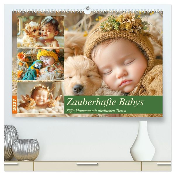 Zauberhafte Babys. Süße Momente mit niedlichen Tieren (hochwertiger Premium Wandkalender 2027 DIN A2 quer) Kunstdruck in Hochglanz