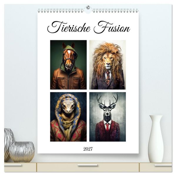 Tierische Fusion (hochwertiger Premium Wandkalender 2027 DIN A2 hoch) Kunstdruck in Hochglanz