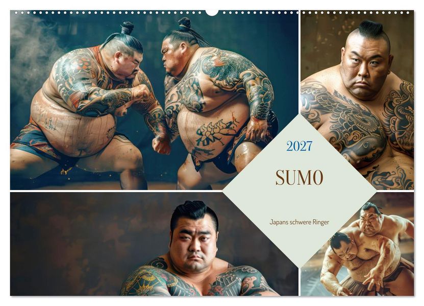 Sumo - Japans schwere Ringer (Wandkalender 2027 DIN A2 quer) CALVENDO Monatskalender