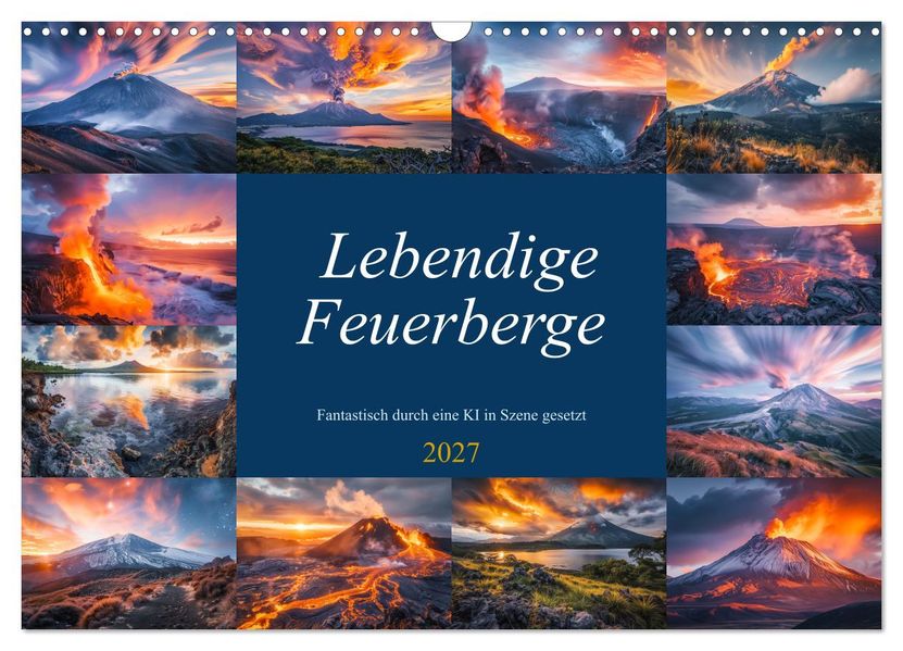 Lebendige Feuerberge - Fantastisch durch eine KI in Szene gesetzt (Wandkalender 2027 DIN A3 quer) CALVENDO Monatskalender