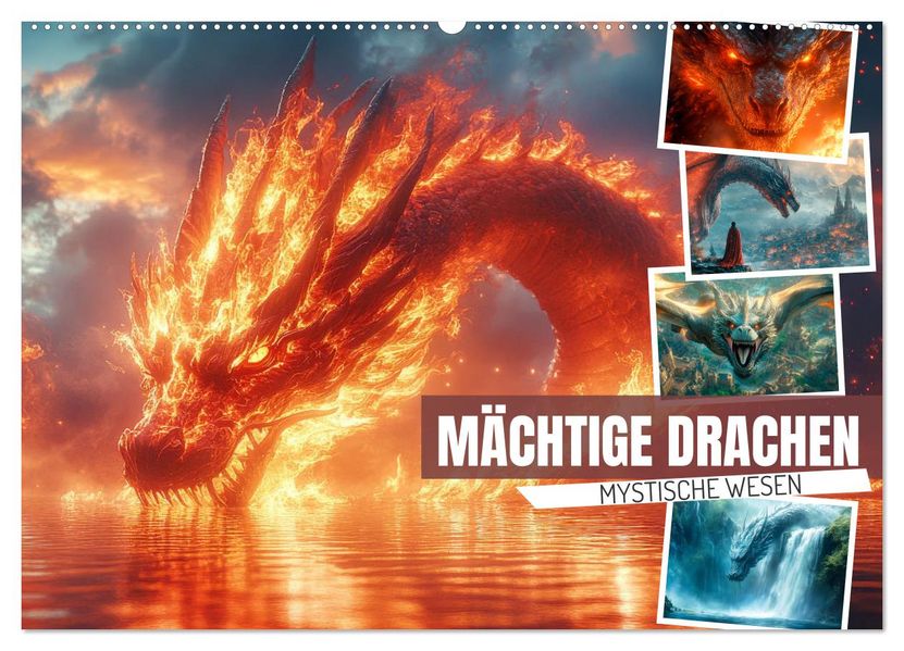 MÄCHTIGE DRACHEN Mystische Wesen (Wandkalender 2027 DIN A2 quer) CALVENDO Monatskalender