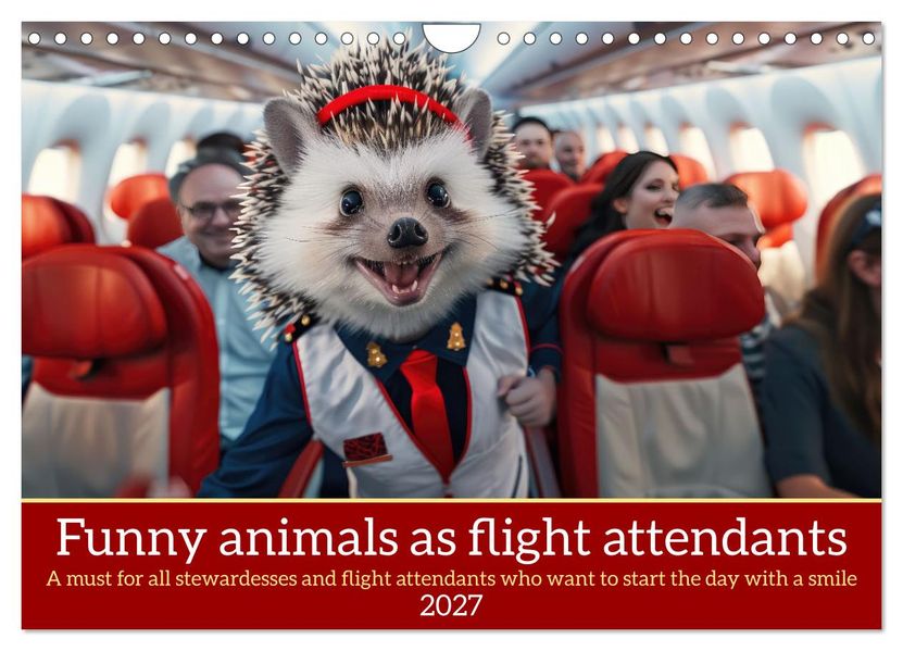 Funny animals as flight attendants (Wall Calendar 2027 DIN A4 landscape) CALVENDO 12 Month Wall Calendar