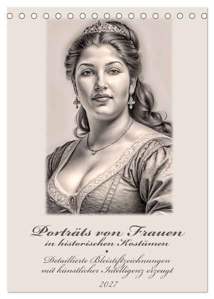 Porträts von Frauen in historischen Kostümen (Tischkalender 2027 DIN A5 hoch) CALVENDO Monatskalender