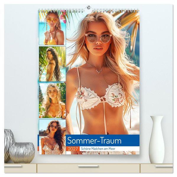 Sommer-Traum. Schöne Mädchen am Meer (hochwertiger Premium Wandkalender 2027 DIN A2 hoch) Kunstdruck in Hochglanz