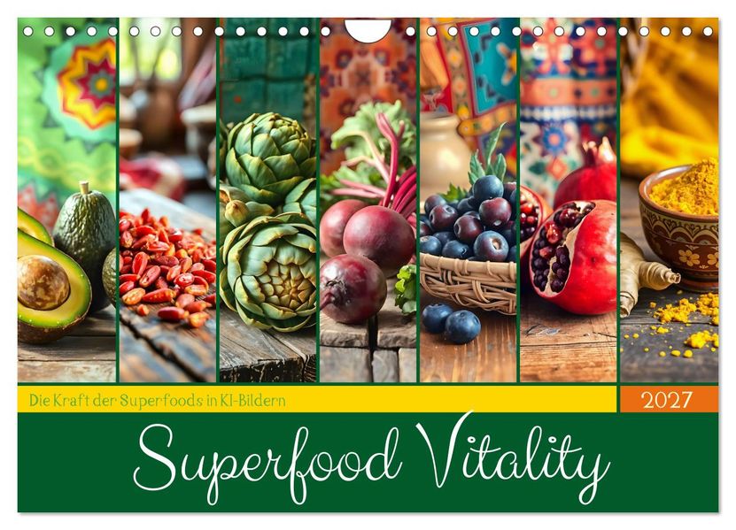 Superfood Vitality - Die Kraft der Superfoods in KI-Bildern (Wandkalender 2027 DIN A4 quer) CALVENDO Monatskalender