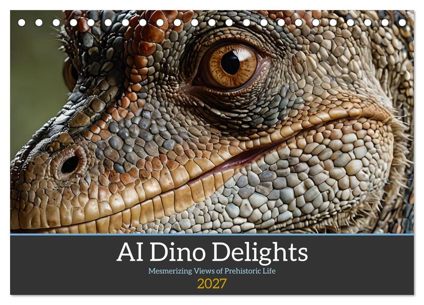 AI Dino Delights Mesmerizing Views of Prehistoric Life (Desk Calendar 2027 DIN A5 landscape) CALVENDO 12 Month DeskCalendar