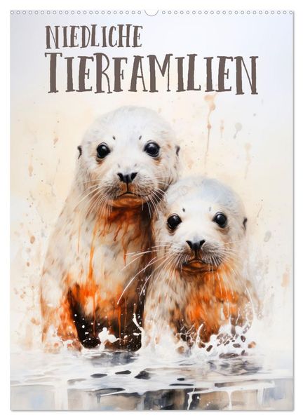 Niedliche Tierfamilien (Wandkalender 2027 DIN A2 hoch) CALVENDO Monatskalender