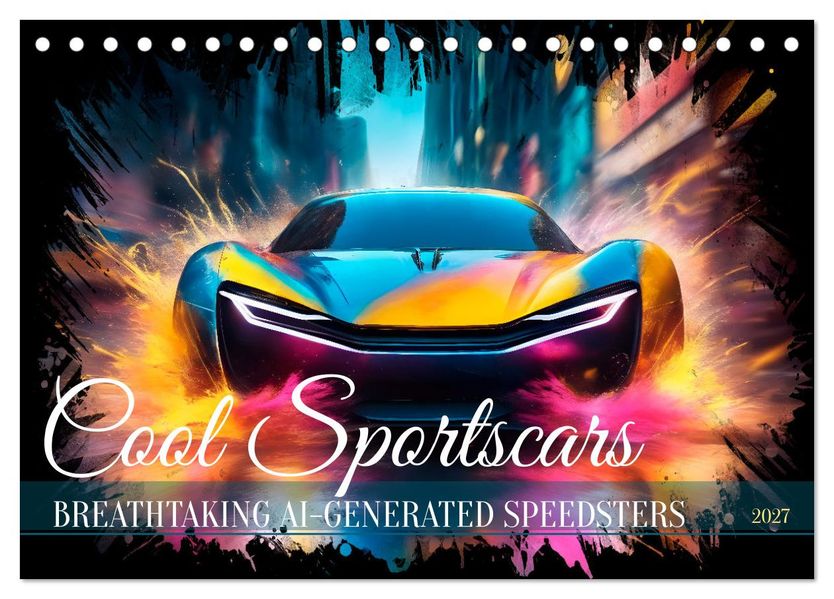 COOL SPORTSCARS Breathtaking AI-generated speedsters (Desk Calendar 2027 DIN A5 landscape) CALVENDO 12 Month DeskCalendar