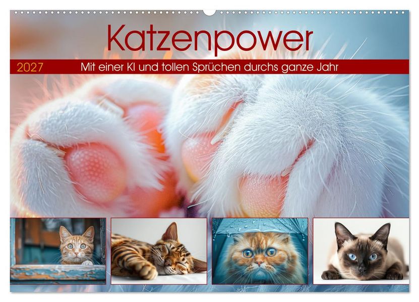 Katzenpower (Wandkalender 2027 DIN A2 quer) CALVENDO Monatskalender