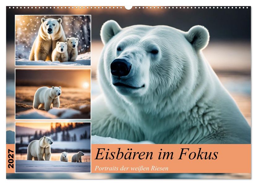 Eisbären im Fokus (Wandkalender 2027 DIN A2 quer) CALVENDO Monatskalender
