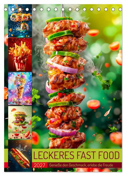 Leckeres Fast Food (Tischkalender 2027 DIN A5 hoch) CALVENDO Monatskalender