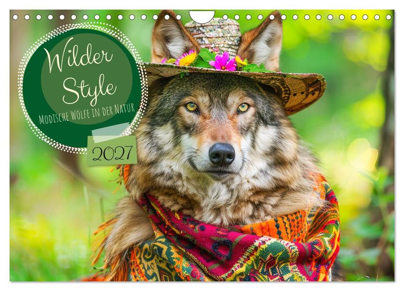 Wilder Style. Modische Wölfe in der Natur (Wandkalender 2027 DIN A4 quer) CALVENDO Monatskalender