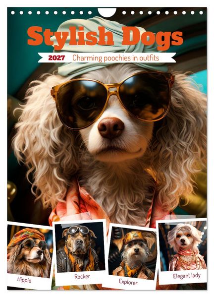 Stylish Dogs (Wall Calendar 2027 DIN A4 portrait) CALVENDO 12 Month Wall Calendar