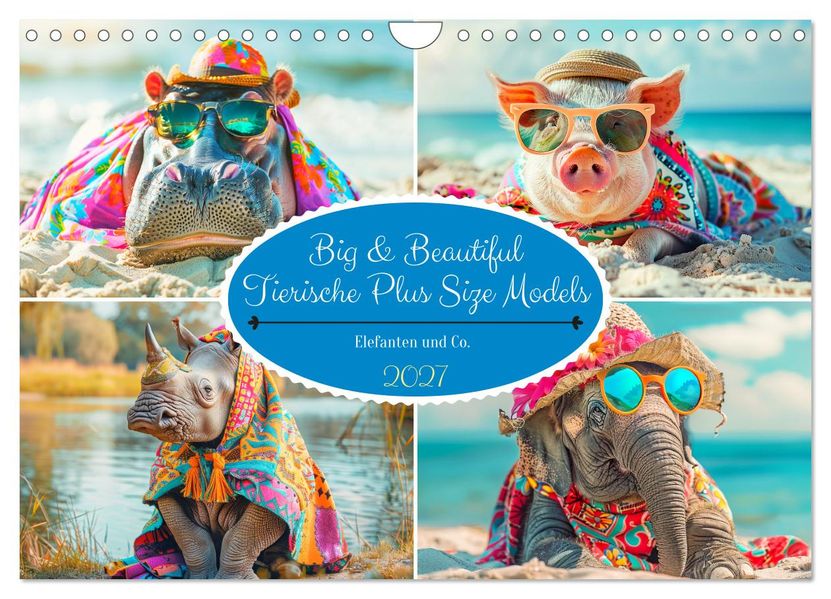 Big & Beautiful. Tierische Plus Size Models. Elefanten und Co. (Wandkalender 2027 DIN A4 quer) CALVENDO Monatskalender